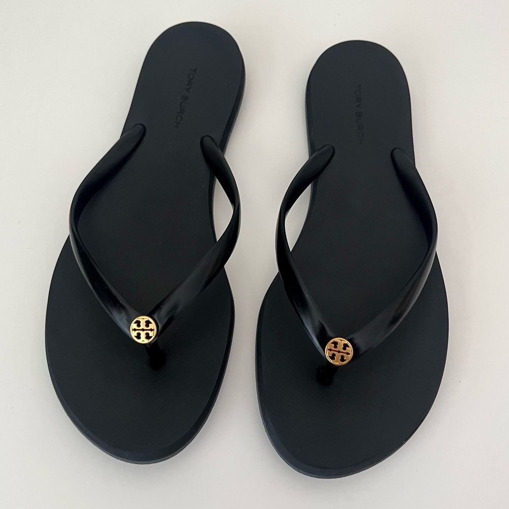TORY BURCH CHELSEA BLACK FLIP FLOP WOMENS SIZE 7